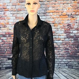 Lace Button Down Shirt